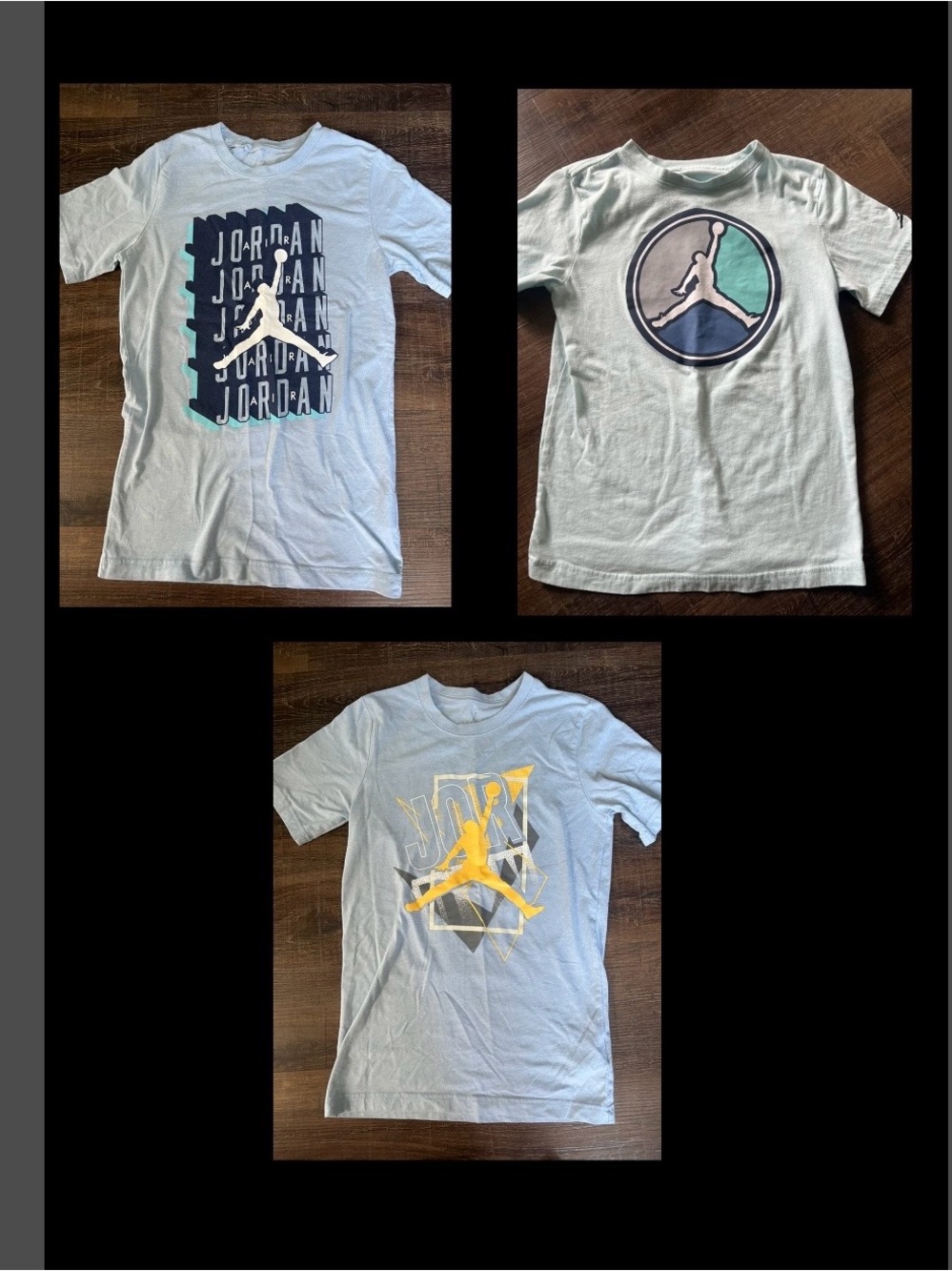 Jordan Kids Light Blue Short Sleeve Graphic Tee with Navy & Teal Accents